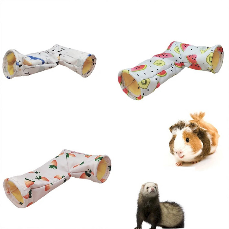 Tunel pentru ascunderea cobaiului pentru animale de companie, cu inel modelat din acril, țesătură din catifea de cristal, clip interior, accesorii pentru case de iepure de cobai