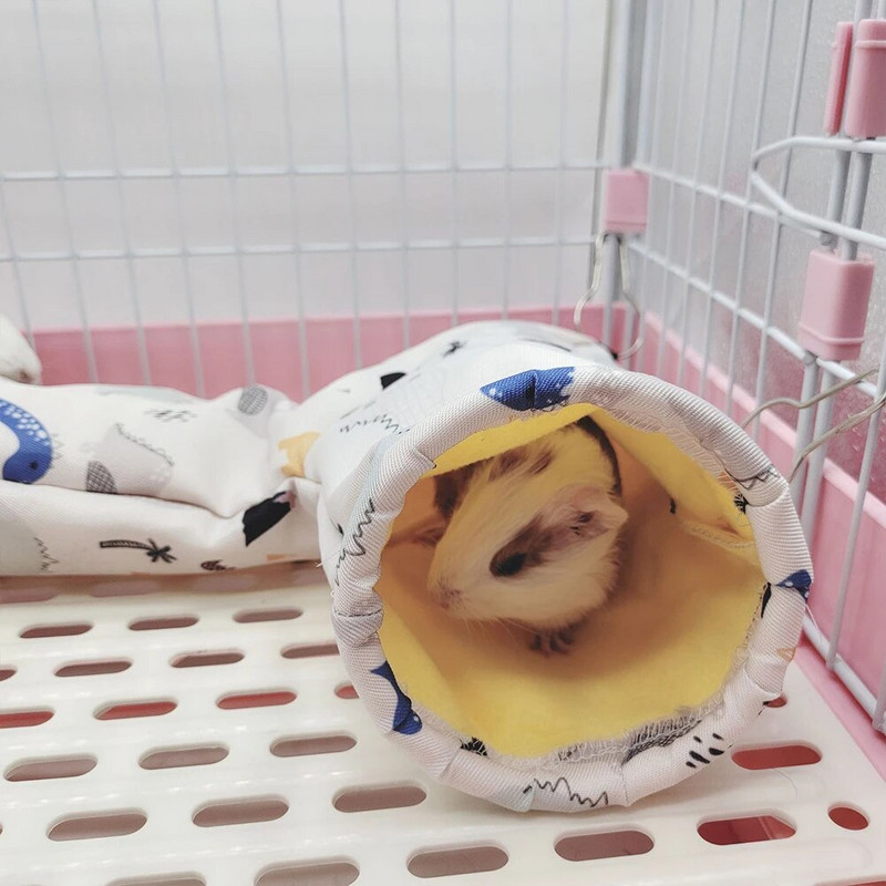Tunel pentru ascunderea cobaiului pentru animale de companie, cu inel modelat din acril, țesătură din catifea de cristal, clip interior, accesorii pentru case de iepure de cobai
