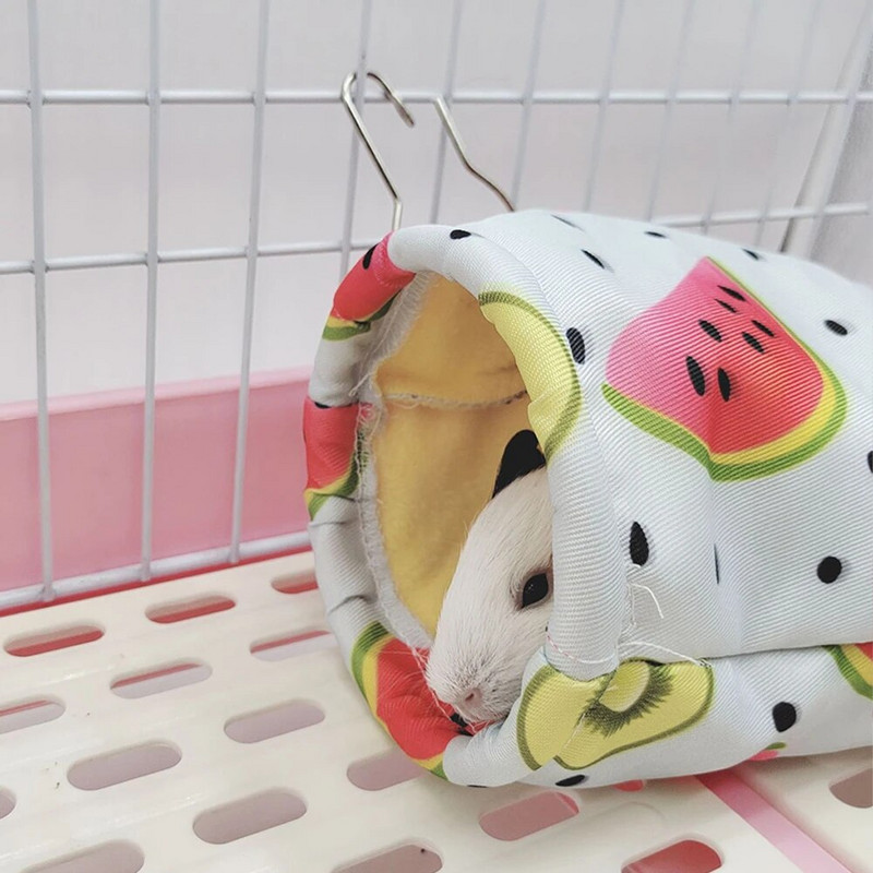Tunel pentru ascunderea cobaiului pentru animale de companie, cu inel modelat din acril, țesătură din catifea de cristal, clip interior, accesorii pentru case de iepure de cobai