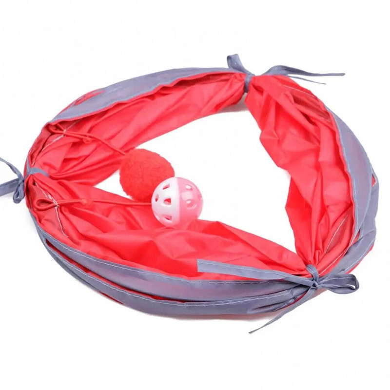 Γάτα κατοικίδιο ζώο γατάκι διπλής κατεύθυνσης πτυσσόμενο σωλήνα σήραγγας κρεμαστή μπάλα προπόνηση Παίξτε παιχνίδια για κατοικίδια αξεσουάρ