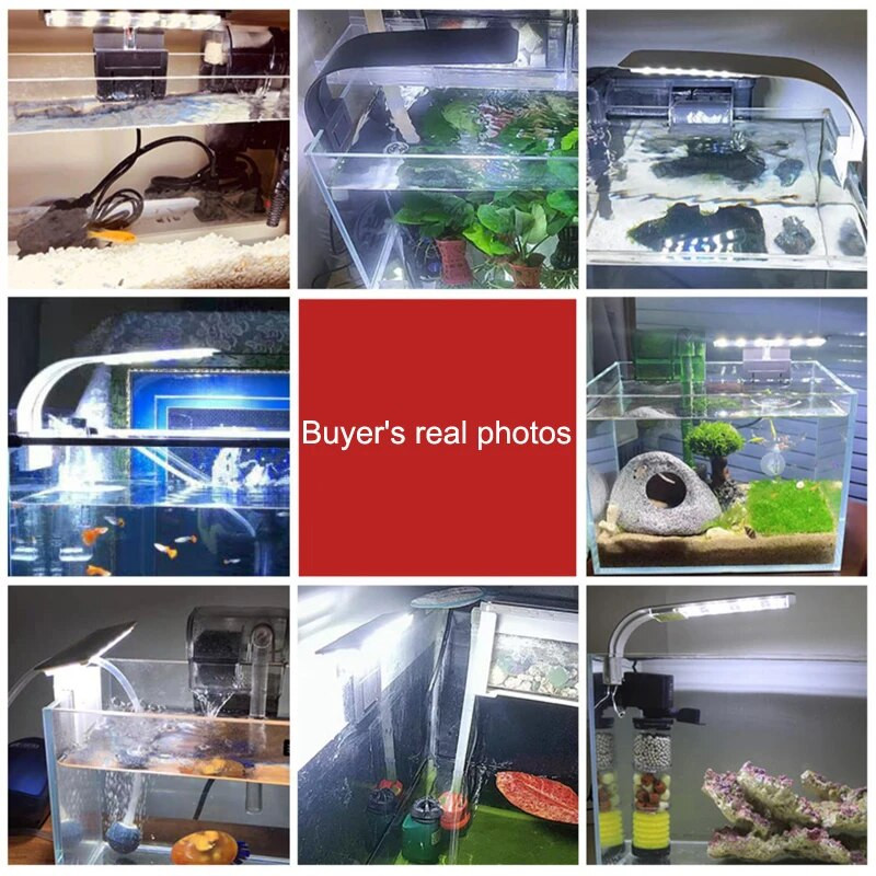 Szupervékony LED-es akváriumi lámpa Világító növények növekedési fény 5W/10W/15W vízinövény-világító vízálló, csíptetős lámpa akváriumhoz