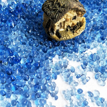 50g Φυσική Διακόσμηση Ενυδρείου Πέτρα Χρώμα Πέτρα Βότσαλο για Δεξαμενή Ψαριών Θάλασσα Μπλε Γυάλινη Πέτρα άμμου 0rnaments