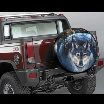 Κάλυμμα ανταλλακτικού ελαστικού Wolf για Jeep Mitsubishi Pajero Προσαρμοσμένα καλύμματα τροχών αυτοκινήτου με προστασία από τη σκόνη ζώων 14 ιντσών 15 ιντσών 16 ιντσών 17 ιντσών