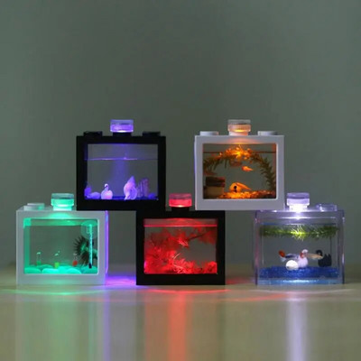Akvaariumi akvaariumi mikromaastiku lamp LED-valgus veekindel väikese ökosilindriga dekoratiivtarvikud kerge kodu lauakaunistus
