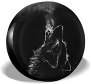 Juodas 3D Wolf atsarginės padangos dangtelis, vandeniui atsparus dulkėms atsparus saulės rato padangos dangtelis, skirtas transporto priemonių anime padangoms, universalus kemperiui