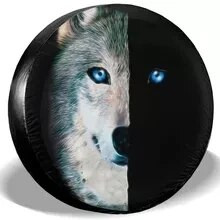 Juodas 3D Wolf atsarginės padangos dangtelis, vandeniui atsparus dulkėms atsparus saulės rato padangos dangtelis, skirtas transporto priemonių anime padangoms, universalus kemperiui