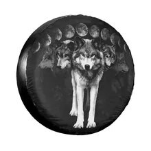 Juodas 3D Wolf atsarginės padangos dangtelis, vandeniui atsparus dulkėms atsparus saulės rato padangos dangtelis, skirtas transporto priemonių anime padangoms, universalus kemperiui