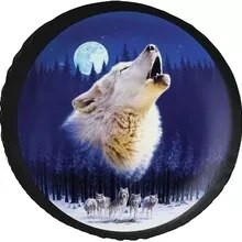 Juodas 3D Wolf atsarginės padangos dangtelis, vandeniui atsparus dulkėms atsparus saulės rato padangos dangtelis, skirtas transporto priemonių anime padangoms, universalus kemperiui