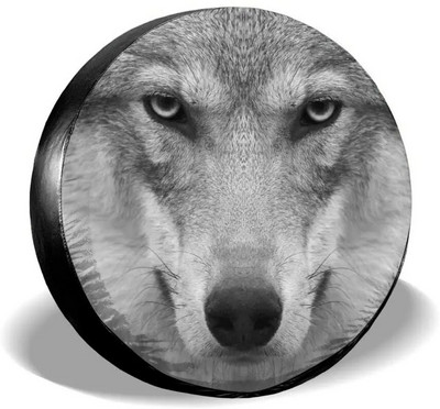 Juodas 3D Wolf atsarginės padangos dangtelis, vandeniui atsparus dulkėms atsparus saulės rato padangos dangtelis, skirtas transporto priemonių anime padangoms, universalus kemperiui