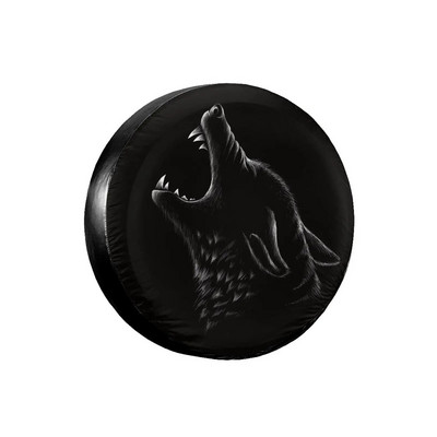 Juodas 3D Wolf atsarginės padangos dangtelis, vandeniui atsparus dulkėms atsparus saulės rato padangos dangtelis, skirtas transporto priemonių anime padangoms, universalus kemperiui