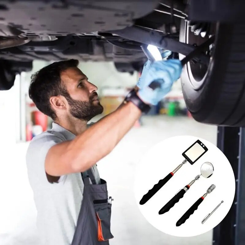 Magnētiskā teleskopiskā savācēja rīks apaļš un kvadrātveida 360 grozāms regulējams pārbaudes spogulis teleskopisks elastīgs LED magnētisks