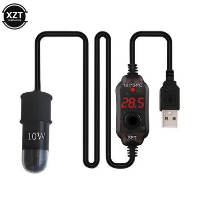 Mini akvariumo šildymo strypas žuvų bako akvariumo šildytuvas panardinamas termostato šildytuvas 18-34°C reguliuojamos temperatūros USB įkrovimo įrankis