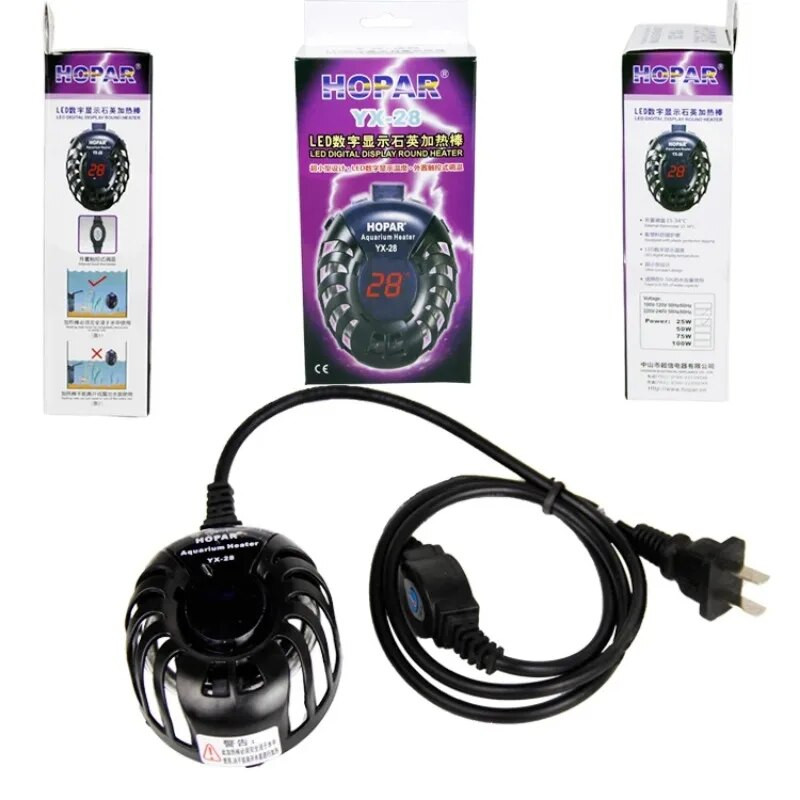 Mazo zivju tvertnes mini sildītājs zema ūdens līmeņa bruņurupuču tvertnes LED digitālā displeja sildītājs automātiska temperatūras sprādziendroša apkure