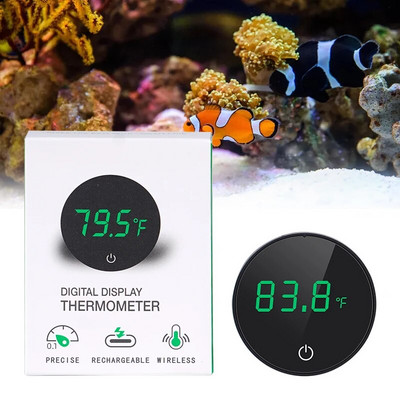 Термометър за аквариум LCD Цифров външен термометър Зареждане Type-C Fish Tank Мини термометър Високопрецизна мярка