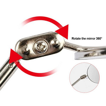 360 Αναδιπλούμενος Τηλεσκοπικός Φακός Ανίχνευσης Επιθεώρησης Στρογγυλός καθρέφτης Ασημένιο κλιπ τσέπης Νέα εργαλεία αυτοκινήτου Επέκταση 7-1/4\