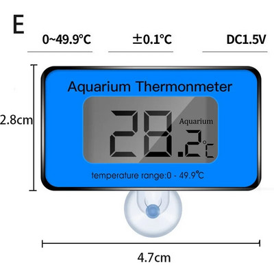 Akvārija termometrs zivju tvertnes iegremdējamā stikla termometra piederumi ūdens temperatūras mērīšanai, ūdensizturīgs piesūceknis
