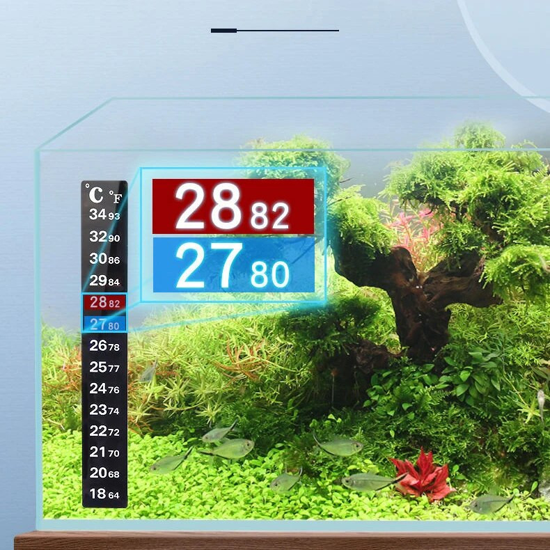 Akvārija termometrs zivju tvertnes iegremdējamā stikla termometra piederumi ūdens temperatūras mērīšanai, ūdensizturīgs piesūceknis