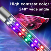 Akvariumo šviesa LED plataus kampo vandeniui atspari žuvų bako lempa, panardinama didelio ryškumo RGB akvariumo dekoro lemputė, auga 60–70 cm