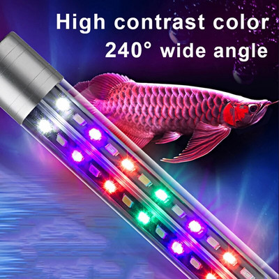 Лампа за аквариум LED широкоъгълна водоустойчива лампа за аквариум Потопяема RGB лампа за декорация на аквариум с висока яркост Plant Grow 60-70CM