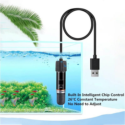 1 ΤΕΜ. 10W USB Mini Heater Aquarium 26 βαθμών Σταθερής θερμοκρασίας Υποβρύχια Μικρή δεξαμενή ψαριών Heat Rod Ελεγκτής θερμοκρασίας