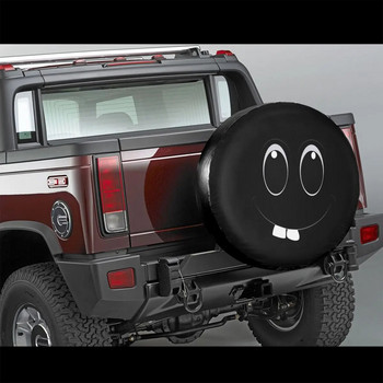 Funny Black Cat Faces Cartoon κάλυμμα ανταλλακτικού τροχού για αξεσουάρ οχήματος Jeep Pajero Kitten Eye με προστασία από τη σκόνη 14\