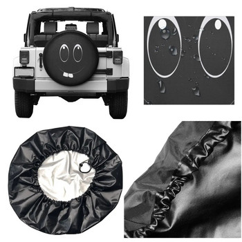 Забавна черна котка с лица от карикатура Капак за гума на резервното колело за Jeep Pajero Коте с око Прахоустойчиви аксесоари за превозни средства 14\