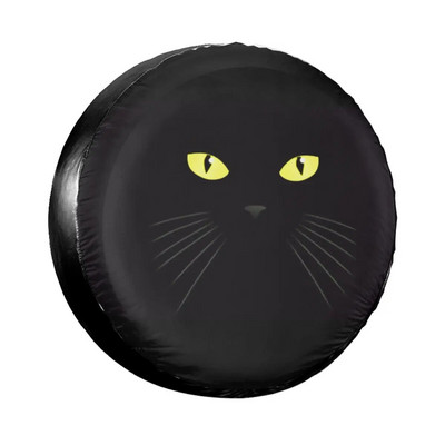 Funny Black Cat Faces Cartoon Varuratta rehvi kate Jeep Pajero Kitten Eye tolmukindlate sõidukitarvikute jaoks 14" 15" 16" 17"