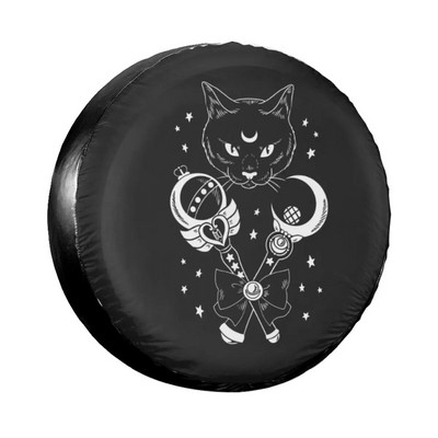 Funny Black Cat Faces Cartoon Varuratta rehvi kate Jeep Pajero Kitten Eye tolmukindlate sõidukitarvikute jaoks 14" 15" 16" 17"