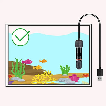 Нагревател за мини аквариум 26 ° C с постоянна температура, потопяем нагревател за малки аквариуми, регулатор на температурата (USB-10W)