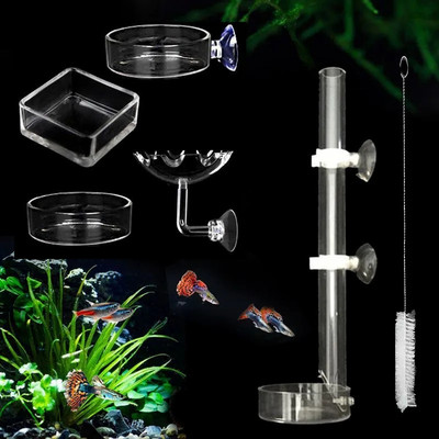 Acrylic Aquarium Feeder Tube Dish Transparent Fish Tank Shrimp Snail Shrimp Food Feeding Bowl Aquarium Feeding Accessories