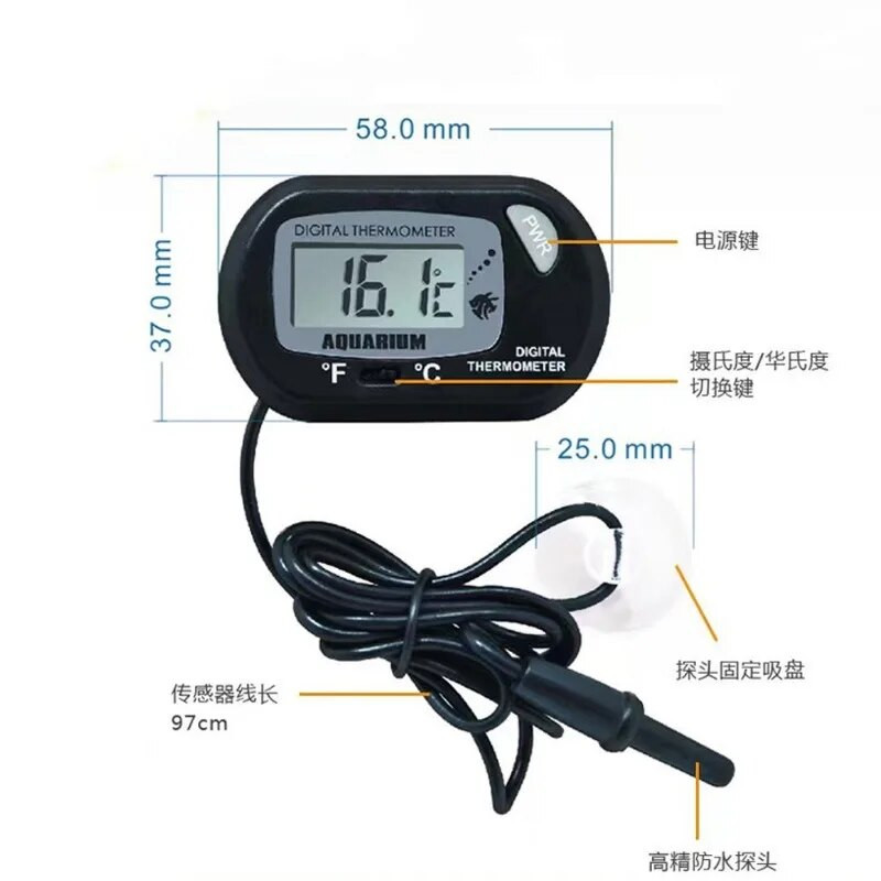 Kalapaagi LCD digitaalne akvaariumi termomeeter temperatuuri veemõõtja akvaariumi temperatuuri detektor kalahäire lemmikloomatarvete tööriist vees