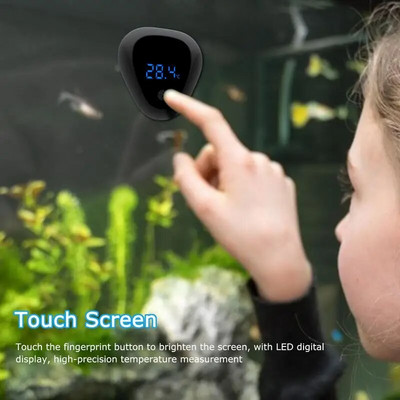 Akvaariumi termomeeter Digitaalne puutetundliku ekraaniga kalapaagi termomeeter Juhtmeta LED-ekraaniga termomeeter akvaariumi amfi kleebisega