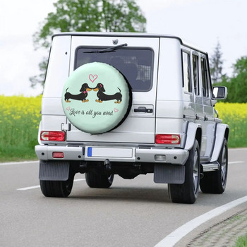 Το κάλυμμα ανταλλακτικού ελαστικού Dachshund για Toyota Prado Badger Sausage Wiener Dogs 4WD 4x4 SUV Car Wheel Protector 14\