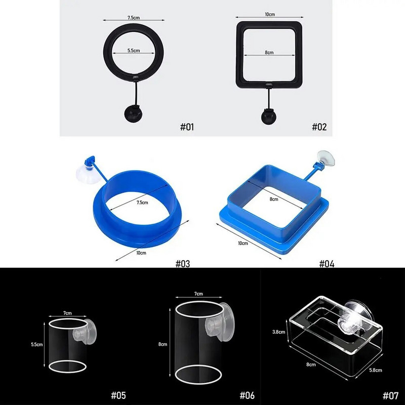 Apaļš peldošs fiksēta punkta padevējs Izturīgs plastmasas kvadrātveida karpu sērkociņu barotavas Netoksisks zivju barošanas gredzens akvārija barošana