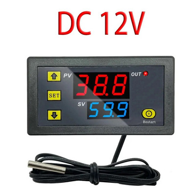 W3230 Mini digitālais temperatūras regulators 12V 24V 220V termostats regulators Apkures dzesēšanas kontrole Termoregulators ar sensoru