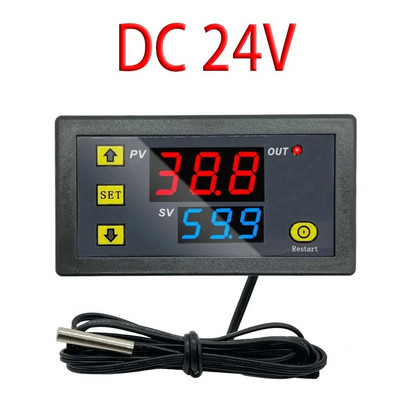 W3230 Mini digitālais temperatūras regulators 12V 24V 220V termostats regulators Apkures dzesēšanas kontrole Termoregulators ar sensoru