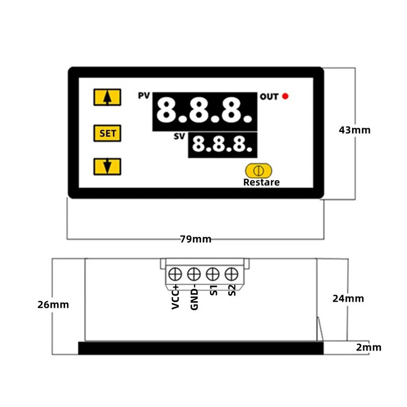 W3230 Mini digitālais temperatūras regulators 12V 24V 220V termostats regulators Apkures dzesēšanas kontrole Termoregulators ar sensoru