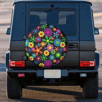 Hippie Flowers Ανταλλακτικό κάλυμμα ελαστικού Προστατευτικά τροχών Αδιάβροχα Universal για SUV Truck Car Car Heel Protectors Καλύμματα τροχών