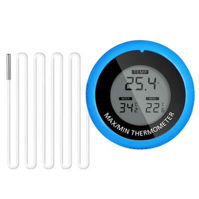 POPETPOP augstas precizitātes digitālais termometrs, ūdensnecaurlaidīgs zivju tvertņu akvārija termometrs (zils)