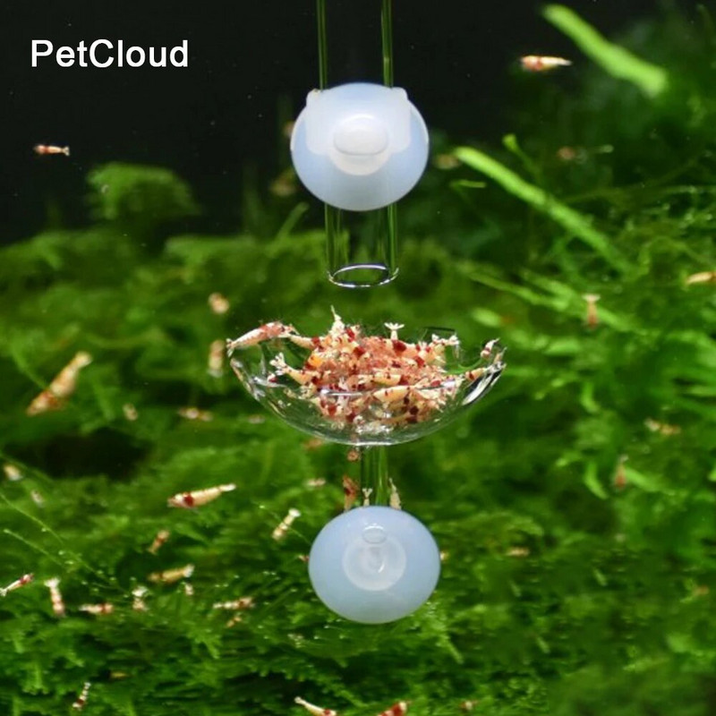 Zivju tvertnes garneļu trauka padeves paplāte caurspīdīga stikla barošanas caurule Trauka sūkšanas gaisa garneļu trauka padeves caurule akvārija piederumiem