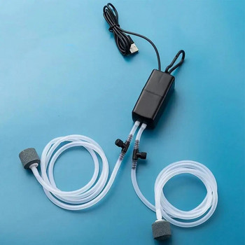Комплект въздушна помпа за мини аквариум Кислородна помпа с въздушен камък Безшумен високоенергийно ефективен USB филтър за аквариум Аксесоари за аквариум