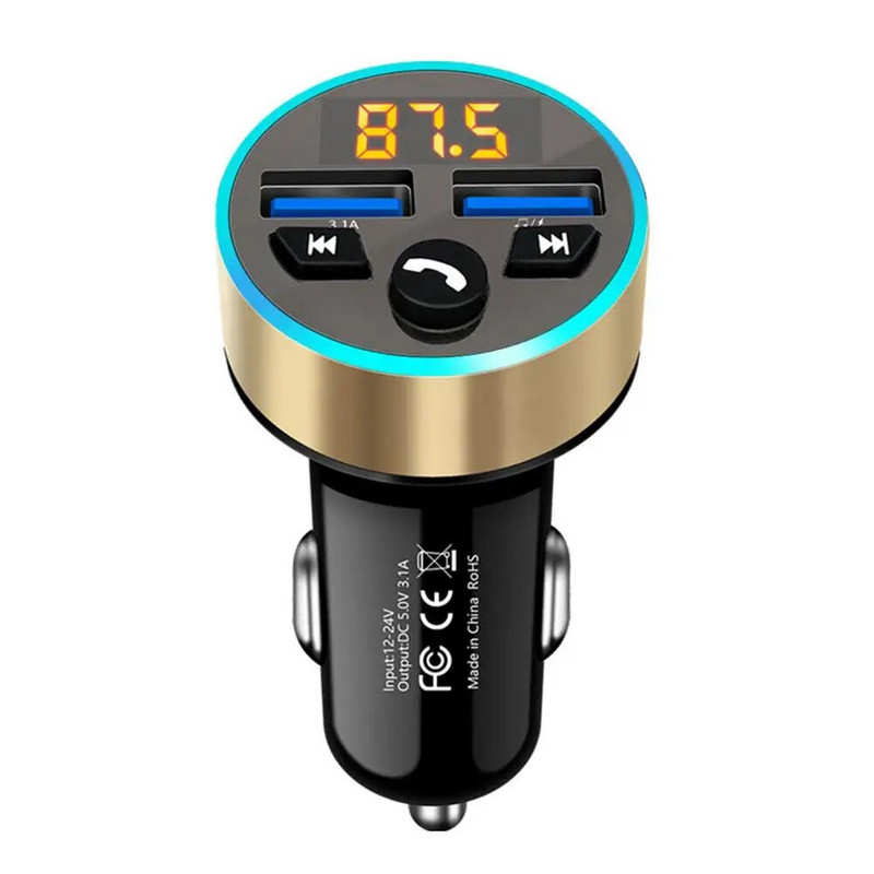 FM Transmitter Modulator Car Ασύρματο Bluetooth 5.0 USB Fast Charger Auto Aux Radio Mp3 Player Music Hands Free Car Kit