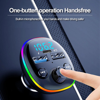 Πομπός PD 18W FM Ασύρματο Bluetooth 5.0 Handsfree Car Kit Διπλός γρήγορος φορτιστής USB Διαμορφωτής ραδιοφώνου MP3 Player Υποστήριξη κάρτας TF