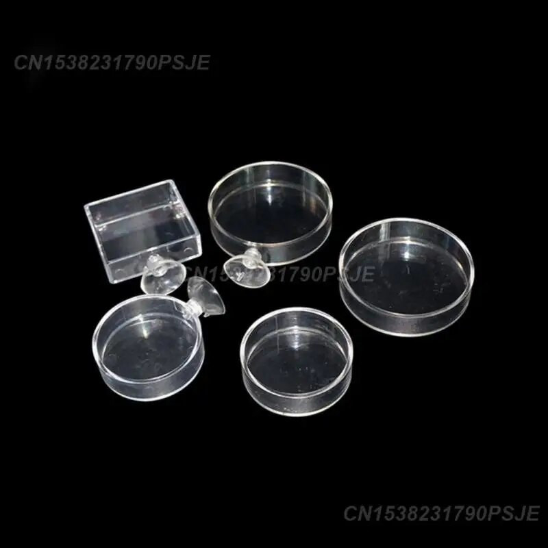 1 ~ 4 gab. Apļveida padevējs akrila augsti caurspīdīga garneļu barošana zivju tvertnē peldoša apakša padevējs ar piesūcekni akvārijs