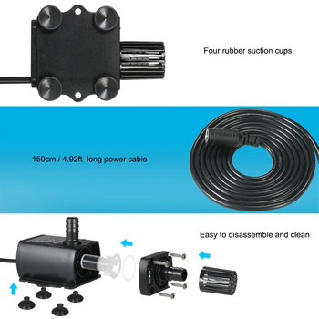 12V 10W Brushless Water Pump with 5,5*2,1mm Female Waterproof Submersible Fountain Aquarium Circulating 400L/H Lift 400cm