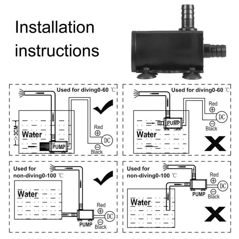 DC12V USB 5V vodena pumpa Mini ultra tihi motor bez četkica potopna vodena pumpa za vrtni akvarij