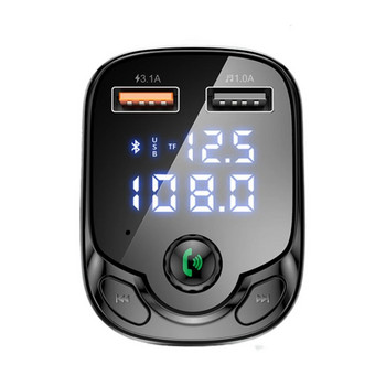 3.1A πομπός FM Handfree Bluetooth 5.0 Διπλός φορτιστής αυτοκινήτου USB Δέκτης ήχου Auto MP3 Music Card TF U Disk AUX Player