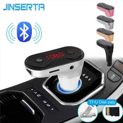 JINSERTAR Безжичен FM предавател Модулатор Bluetooth Автомобилен комплект Зарядно устройство AUX HandsFree Music Mini TF U Disk MP3 плейър Автомобилен стил