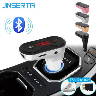 JINSERTAR belaidis FM siųstuvas moduliatorius Bluetooth automobilinis rinkinys įkroviklis AUX laisvų rankų įranga mini TF U diskas MP3 grotuvas Automobilio stilius