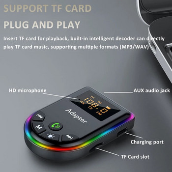 Bluetooth 5.3 предавател приемник LED дисплей TF карта възпроизвеждане RCA 3.5 mm AUX HIFI аудио безжичен адаптер за автомобил PC TV слушалки
